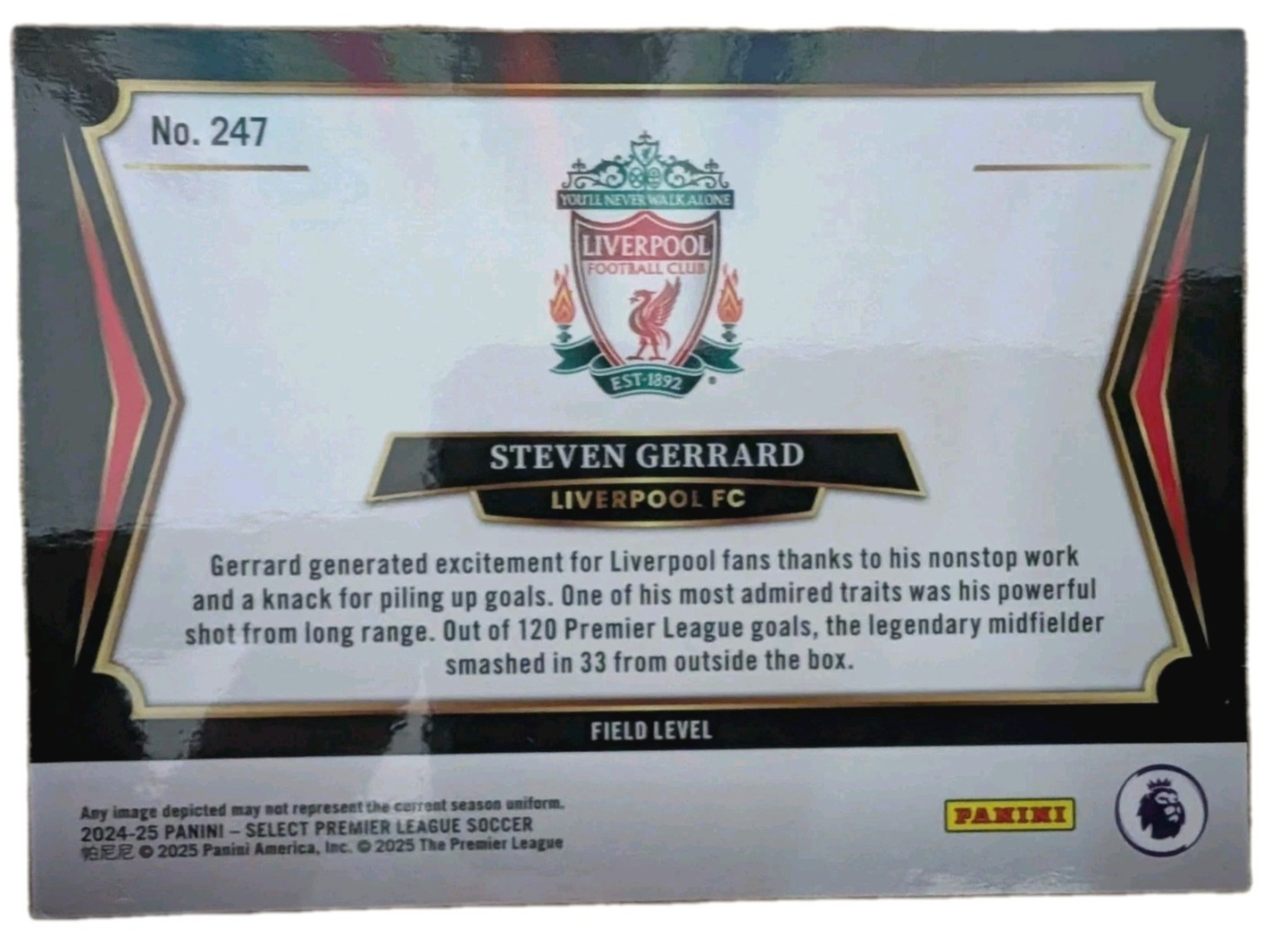 2024-25 Panini Select PL - Steven Gerrard - Liverpool FC - Field Level - NM1