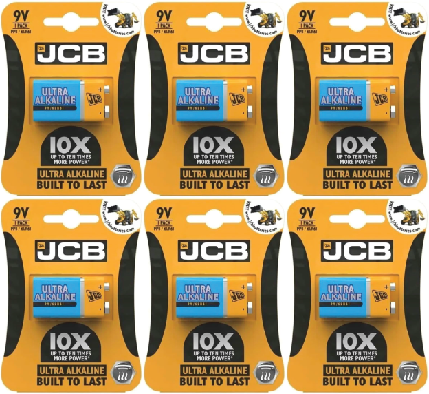 JCB 9V Ultra Alkaline Battery | PP3 / 6LR61 | 2 Pack