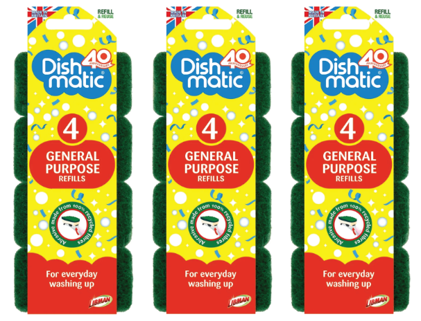 Dishmatic General Purpose Sponge Refills | Cleaning Refills | Multi Pack