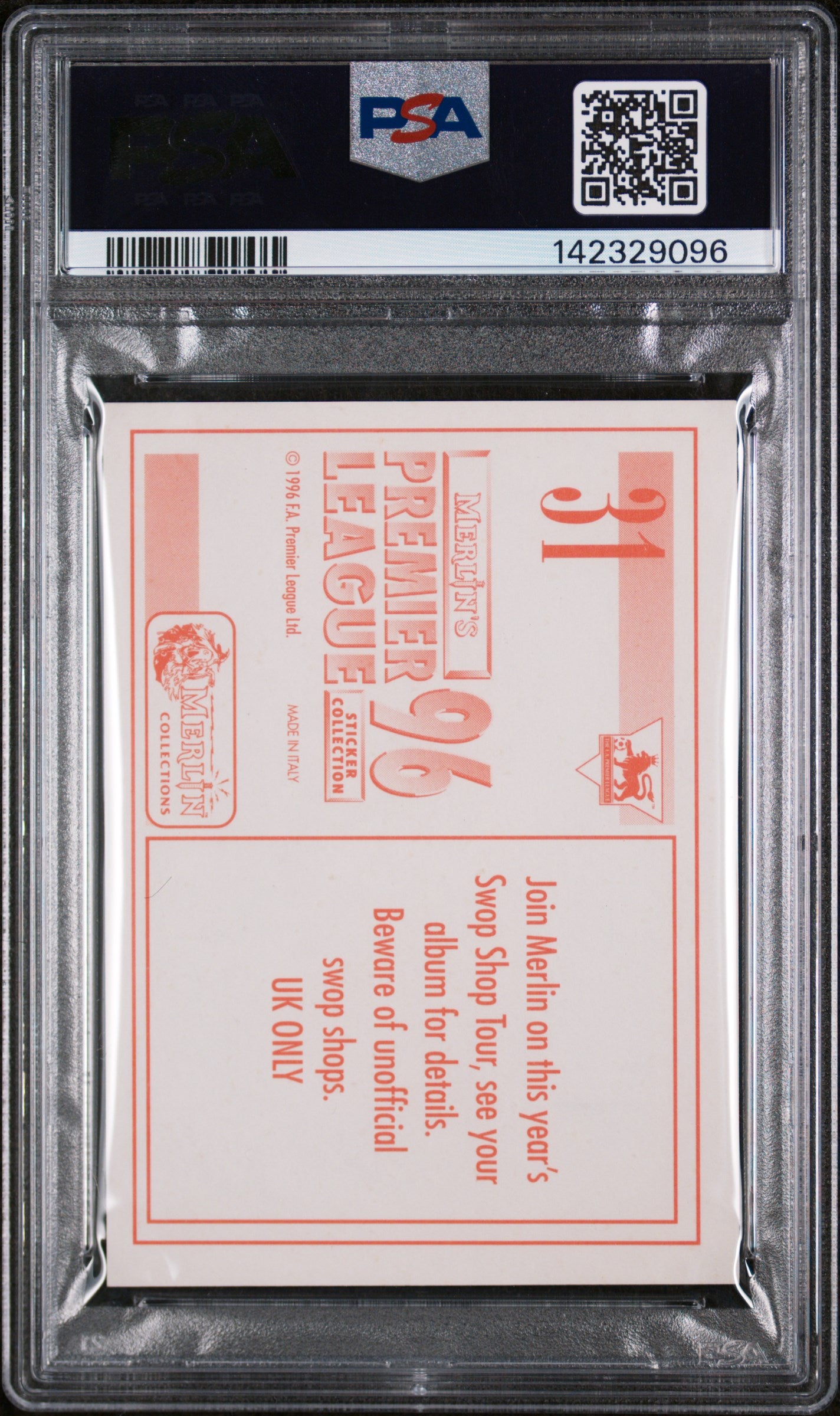 1995 Merlin | Manchester United #31 | Team Sticker | PSA 4 VG-EX