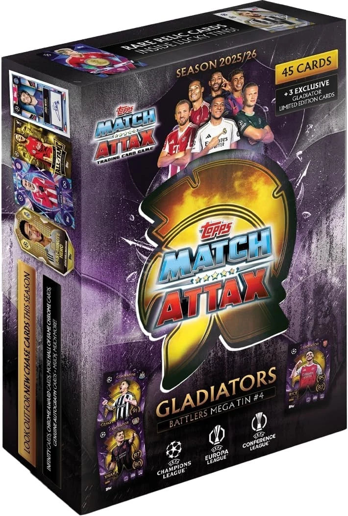 Topps Match Attax 2025/26 Mega Tin | Gladiators Series | 45 Cards + 3 Limited Editions