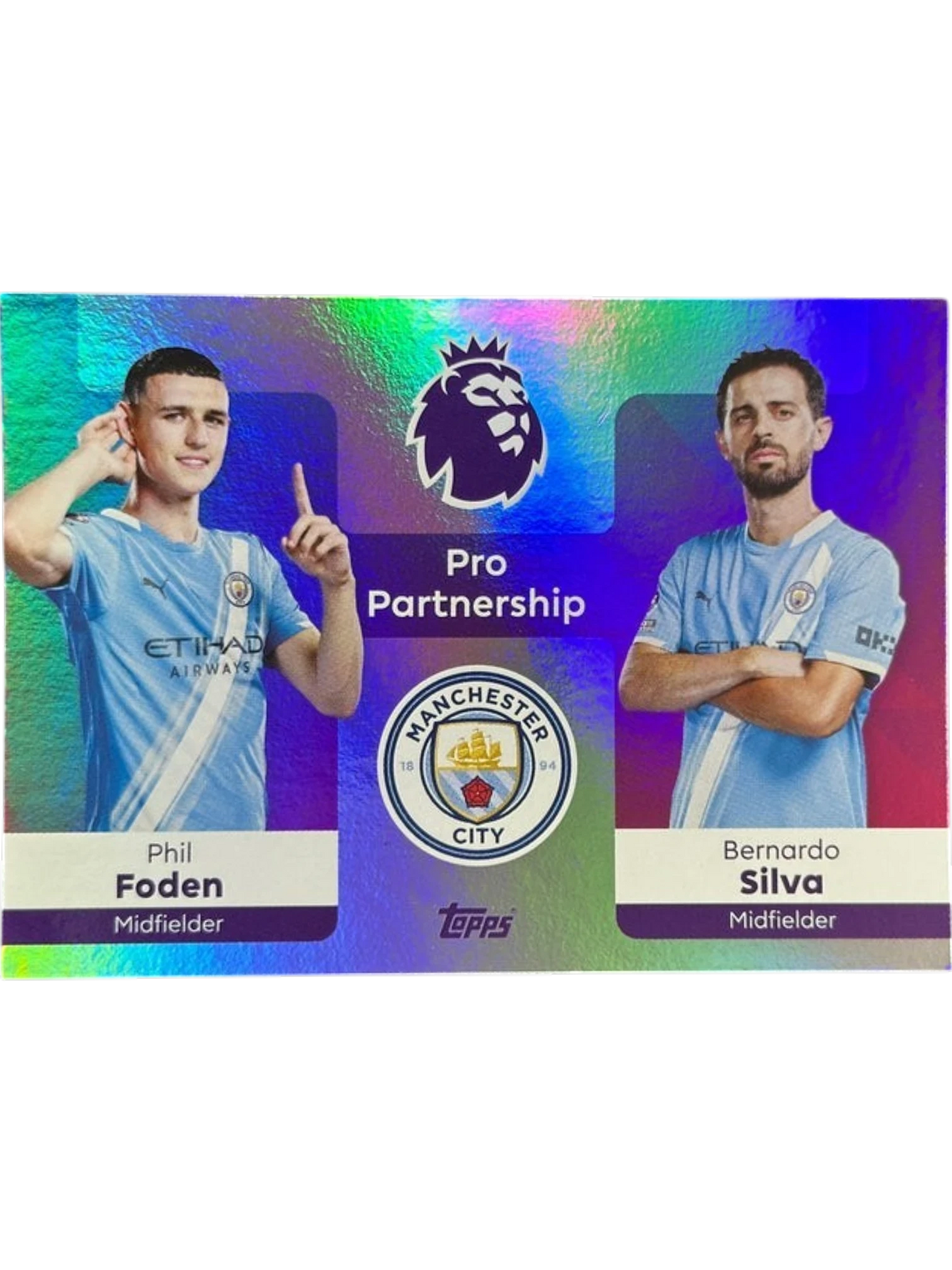 VaultifyUK Topps Premier League 2025/26 Pro Partnership card featuring Manchester City stars Phil Foden and Bernardo Silva