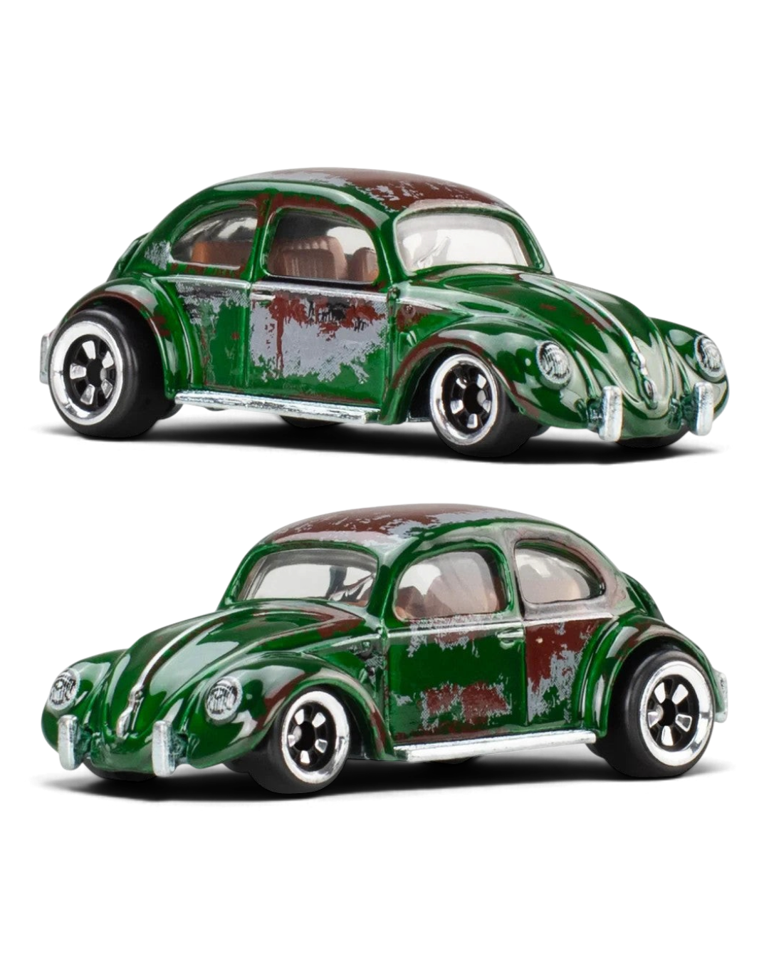 Hot Wheels Silver Series Vintage Club 1968 Classic Bug Volkswagen die-cast car shown from two angles out of packaging.