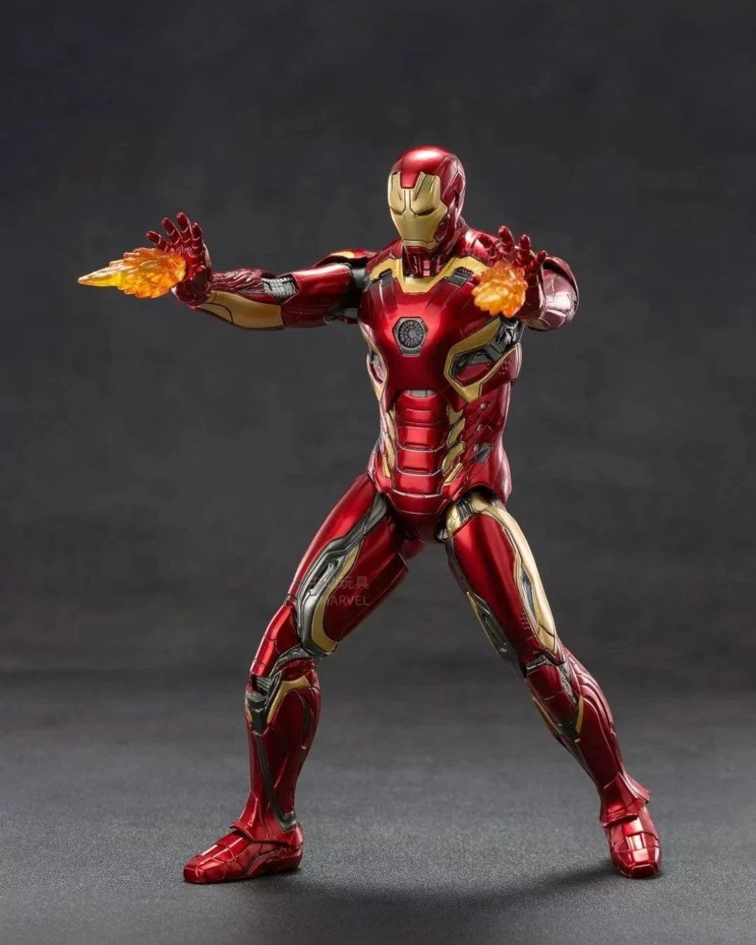 VaultifyUK ZD Toys Iron Man Mark 45 action figure in red and gold armour with repulsor blast effect parts