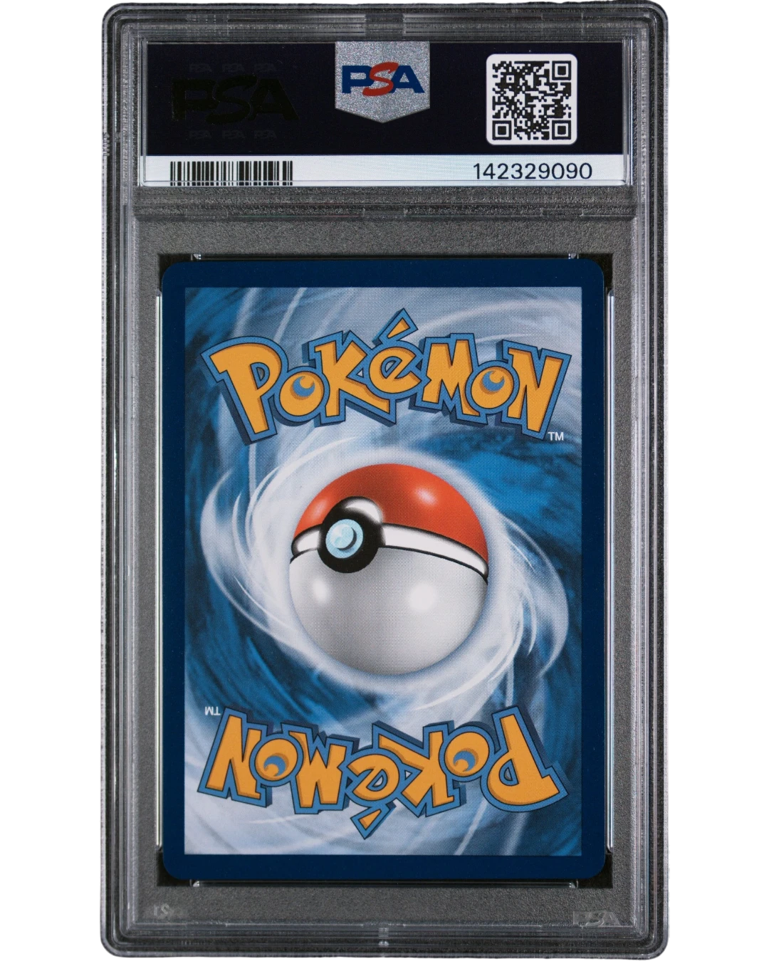 VaultifyUK 2023 Pokémon Mew ex Black Star Promo card #053 in a PSA 9 Mint graded slab, reverse side view.