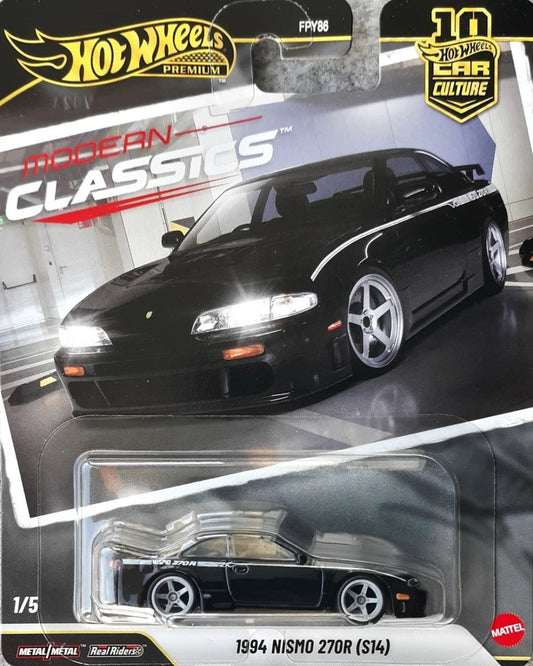 VaultifyUK Hot Wheels Premium Modern Classics 1994 Nissan 270R die-cast car in black packaging