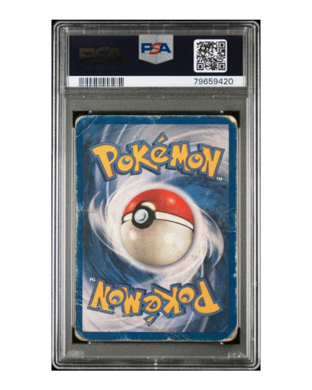 VaultifyUK 1999 Pokémon Base Set Blastoise holographic card back view in a PSA 1 graded slab