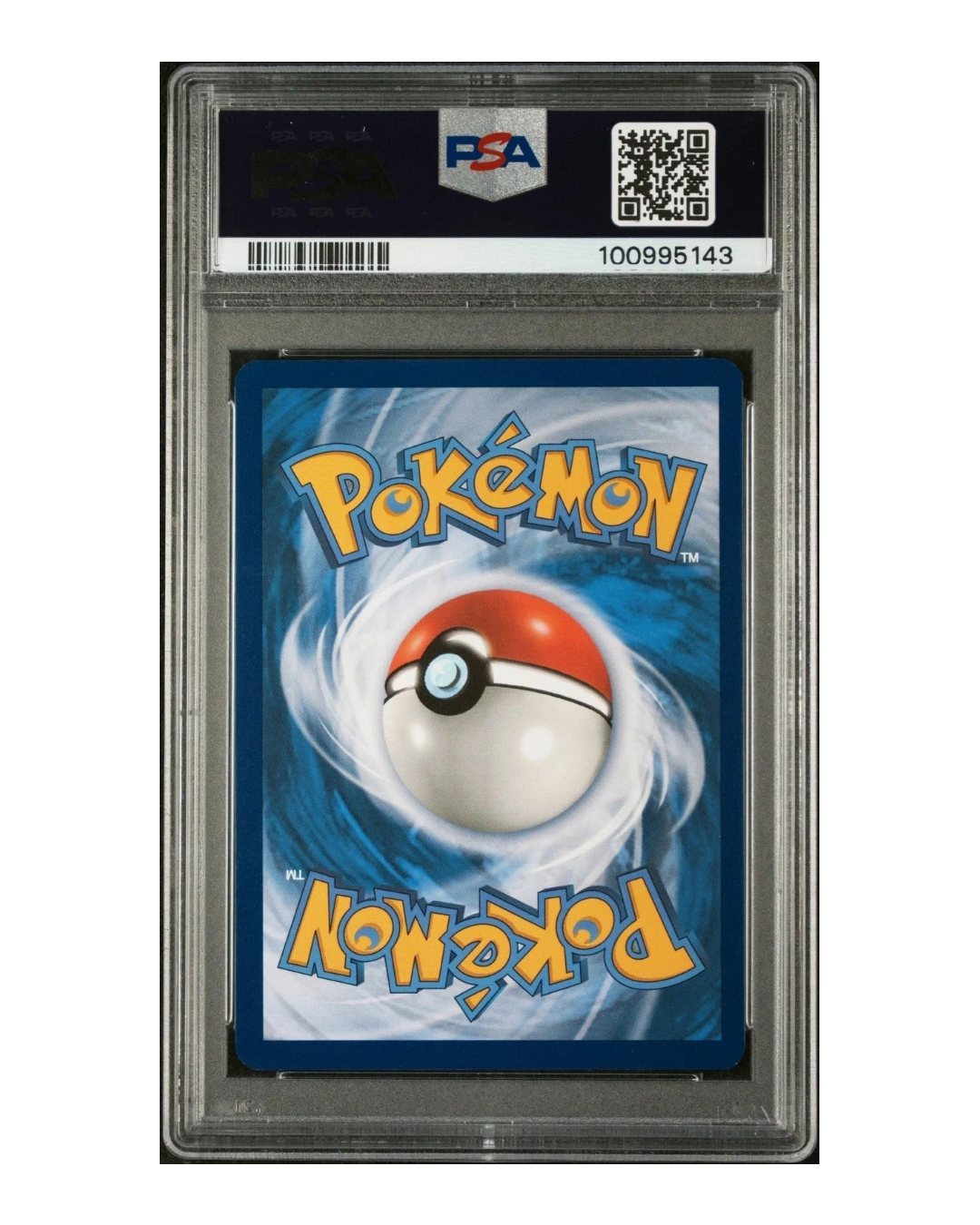 VaultifyUK PSA 10 graded Pokemon trading card back featuring the classic blue swirl design and Pokeball logo