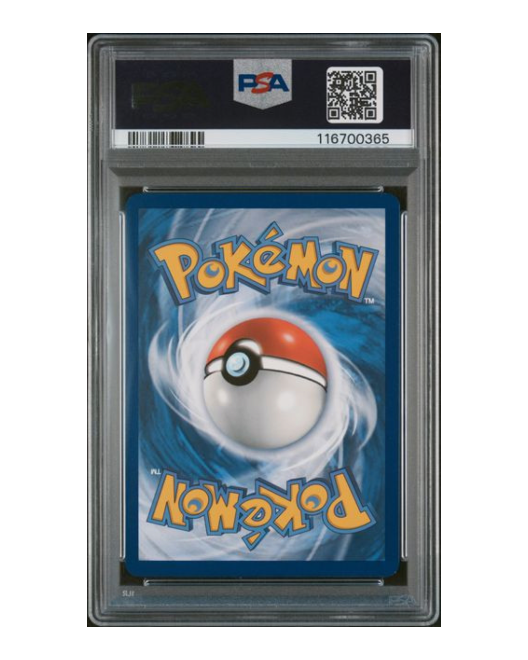 VaultifyUK PSA 10 graded Pokémon trading card back showing the classic blue and red Poké Ball design