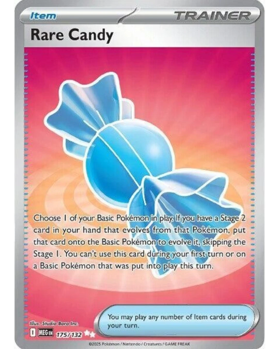VaultifyUK Pokémon TCG Rare Candy 175/132 Mega Evolution Ultra Rare trainer card with blue candy illustration