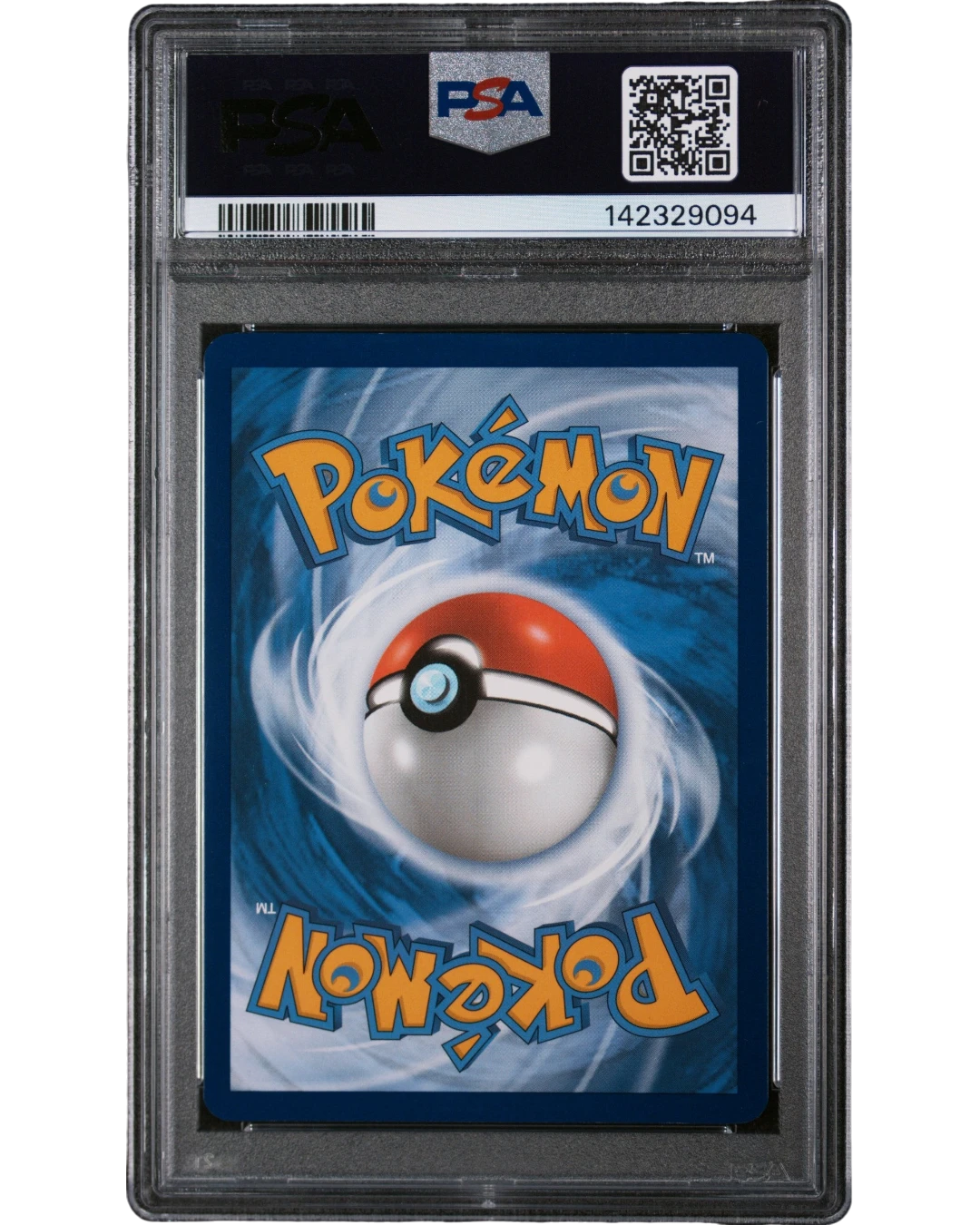 VaultifyUK PSA 9 graded Skeledirge ex Pokémon card back showing the classic blue and white swirl design