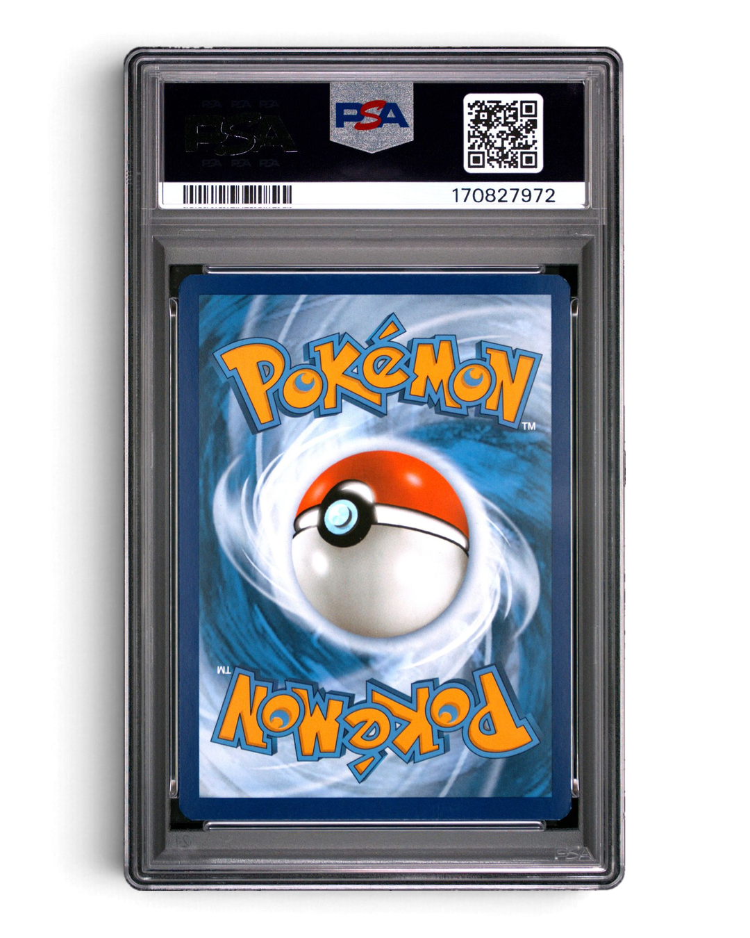 VaultifyUK graded PSA 8 Squirtle 170/165 Pokémon card back view in a protective plastic slab