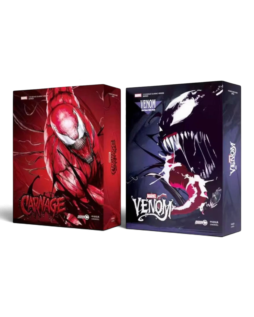 VaultifyUK ZD Toys Marvel Venom and Carnage 1/10 scale action figure collector boxes with bold character art