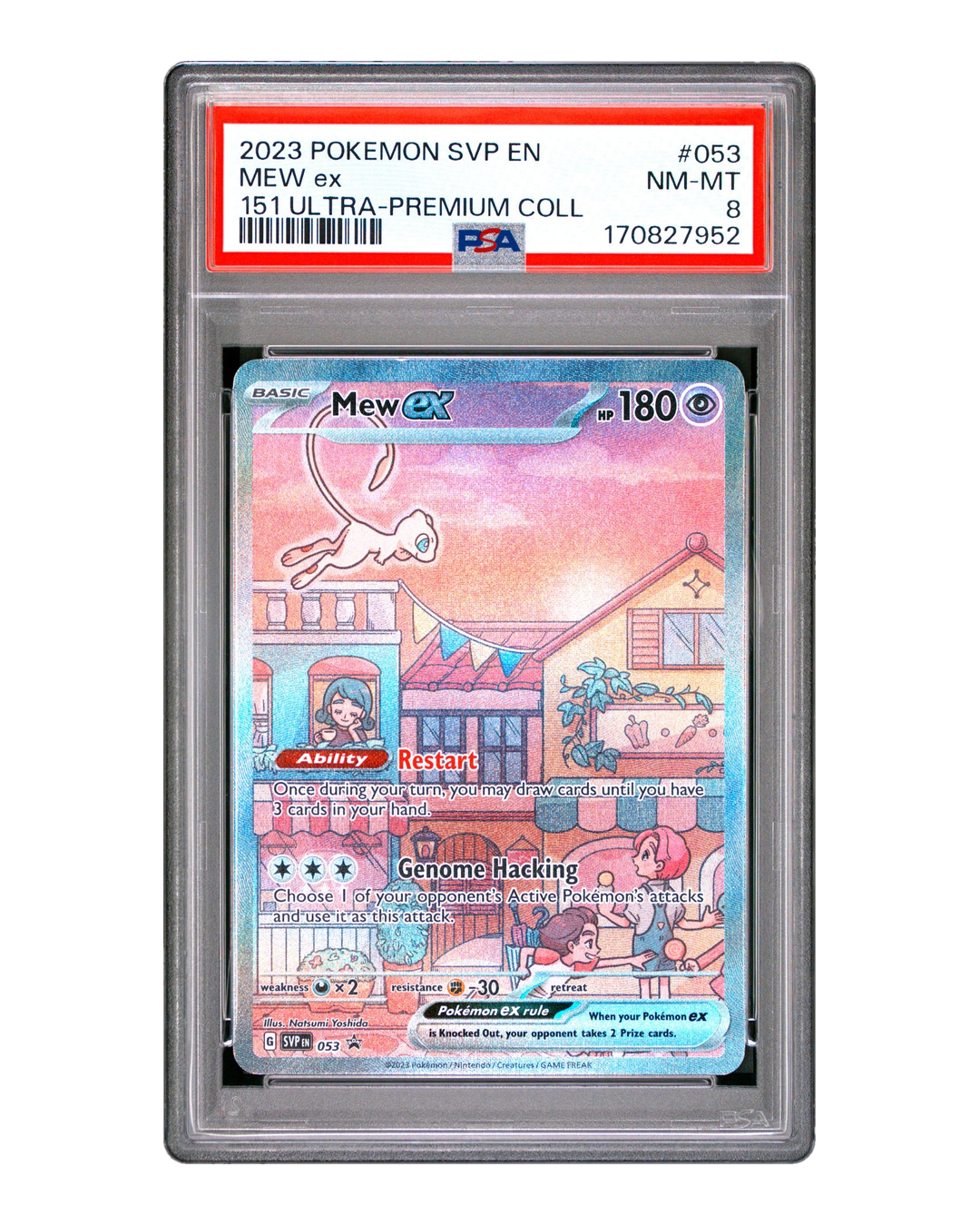 PSA 8 NM-MT Mew ex SVP 053 151 Ultra-Premium Collection Promo graded slab, cert 170827952, front