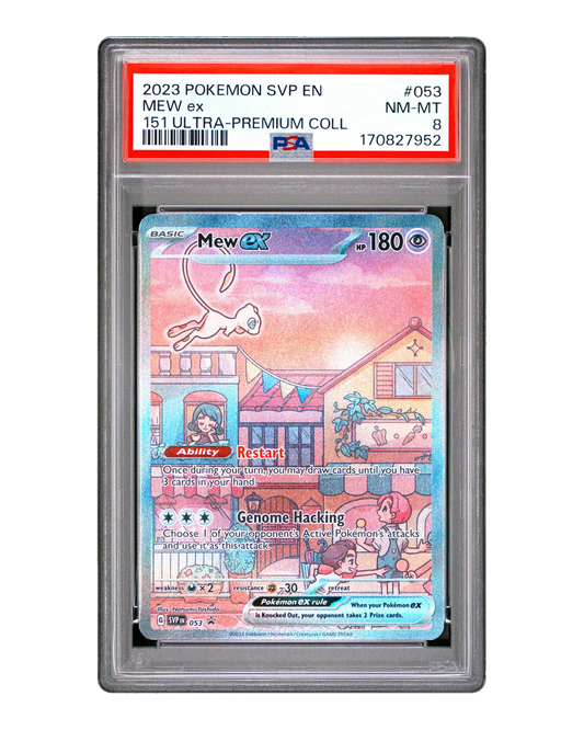 PSA 8 NM-MT Mew ex SVP 053 151 Ultra-Premium Collection Promo graded slab, cert 170827952, front