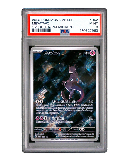 PSA 9 Mint Mewtwo SVP 052 151 Ultra-Premium Collection Promo graded slab, cert 170827963, front