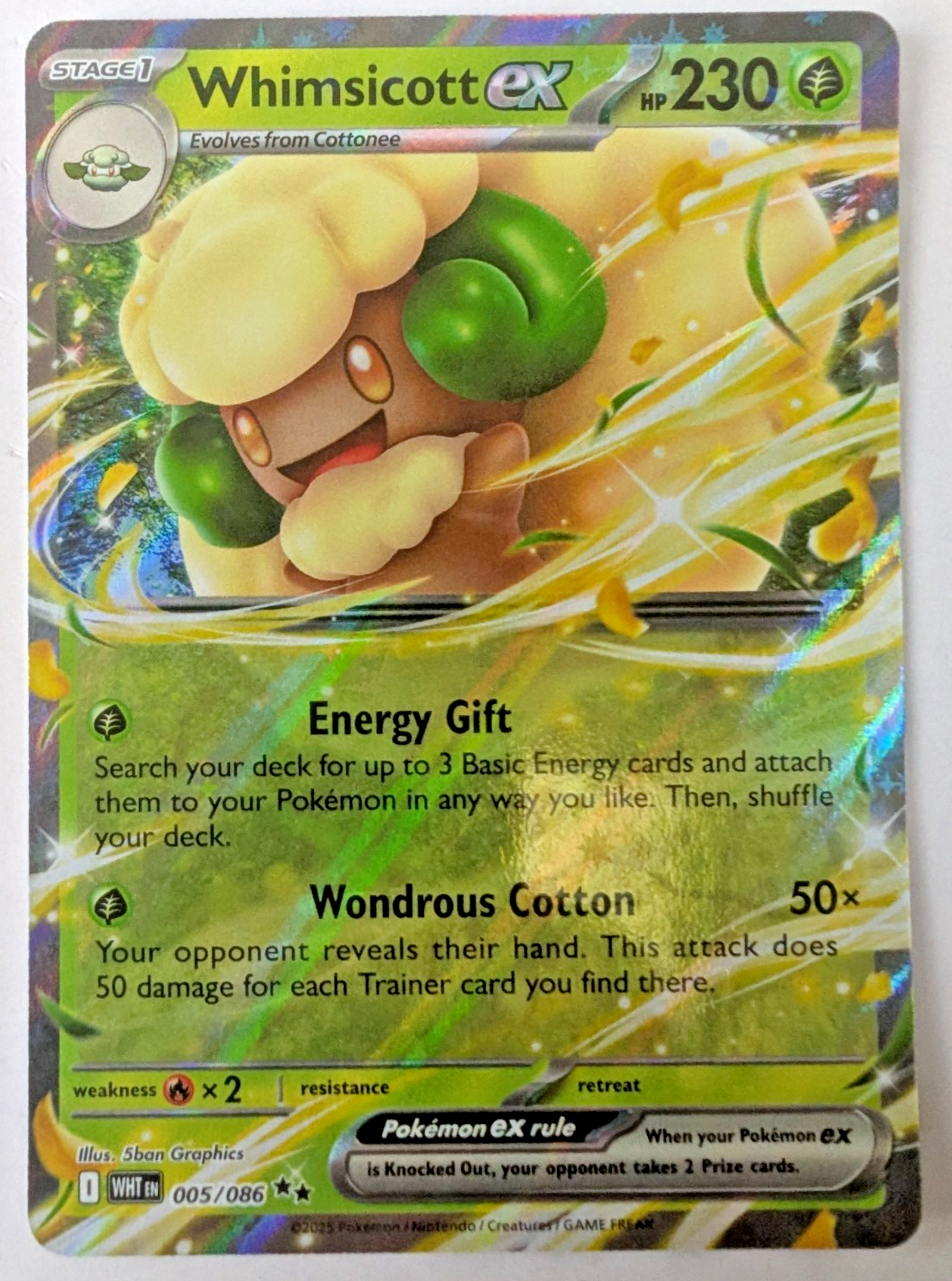 Pokémon TCG - Whimsicott ex - 005/086 - Scarlet & Violet - Holo Double Rare - NM0