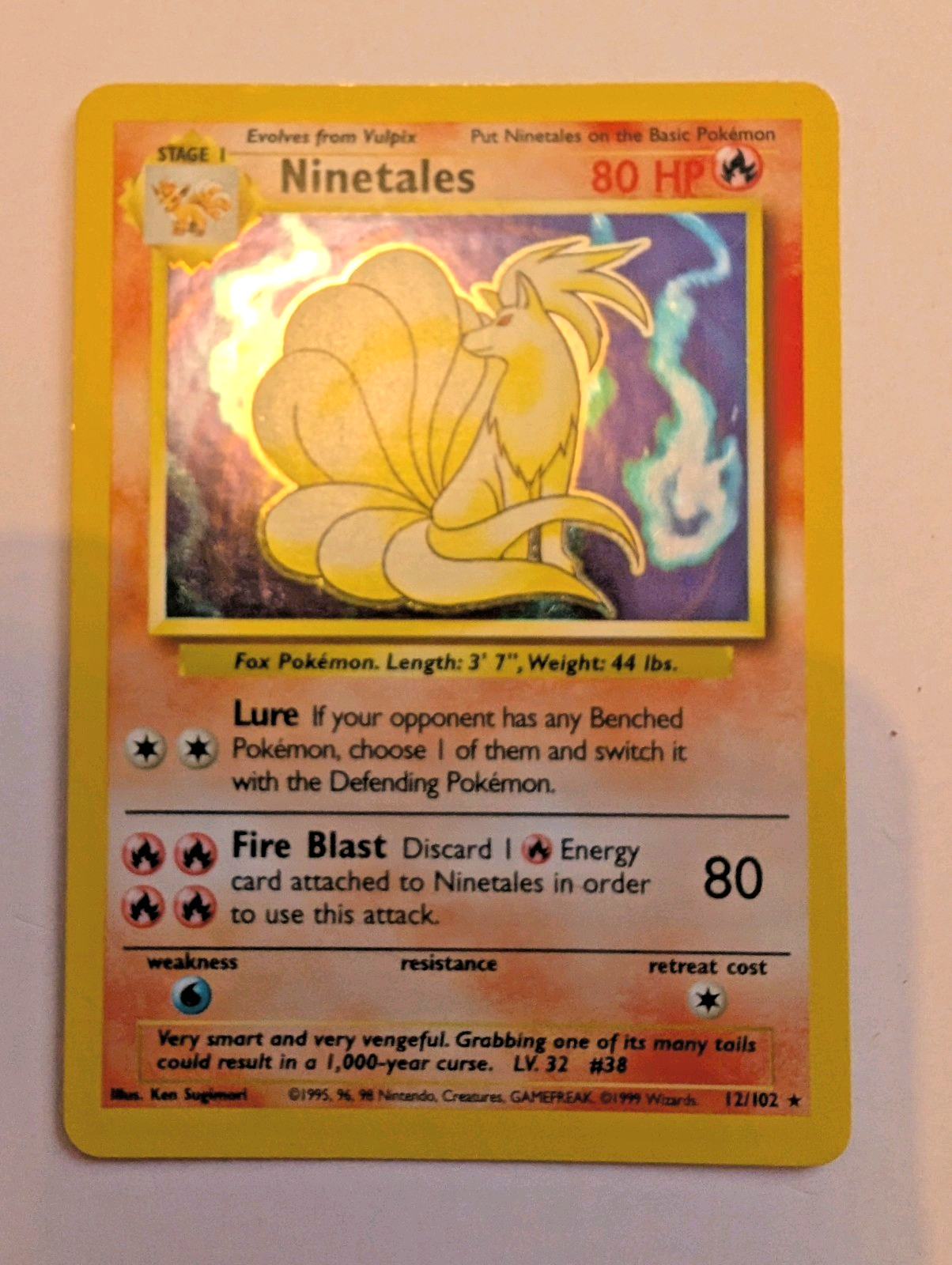 Pokémon TCG - Ninetales - 12/102 - Base Set - Holo Rare - Unlimited - LP1