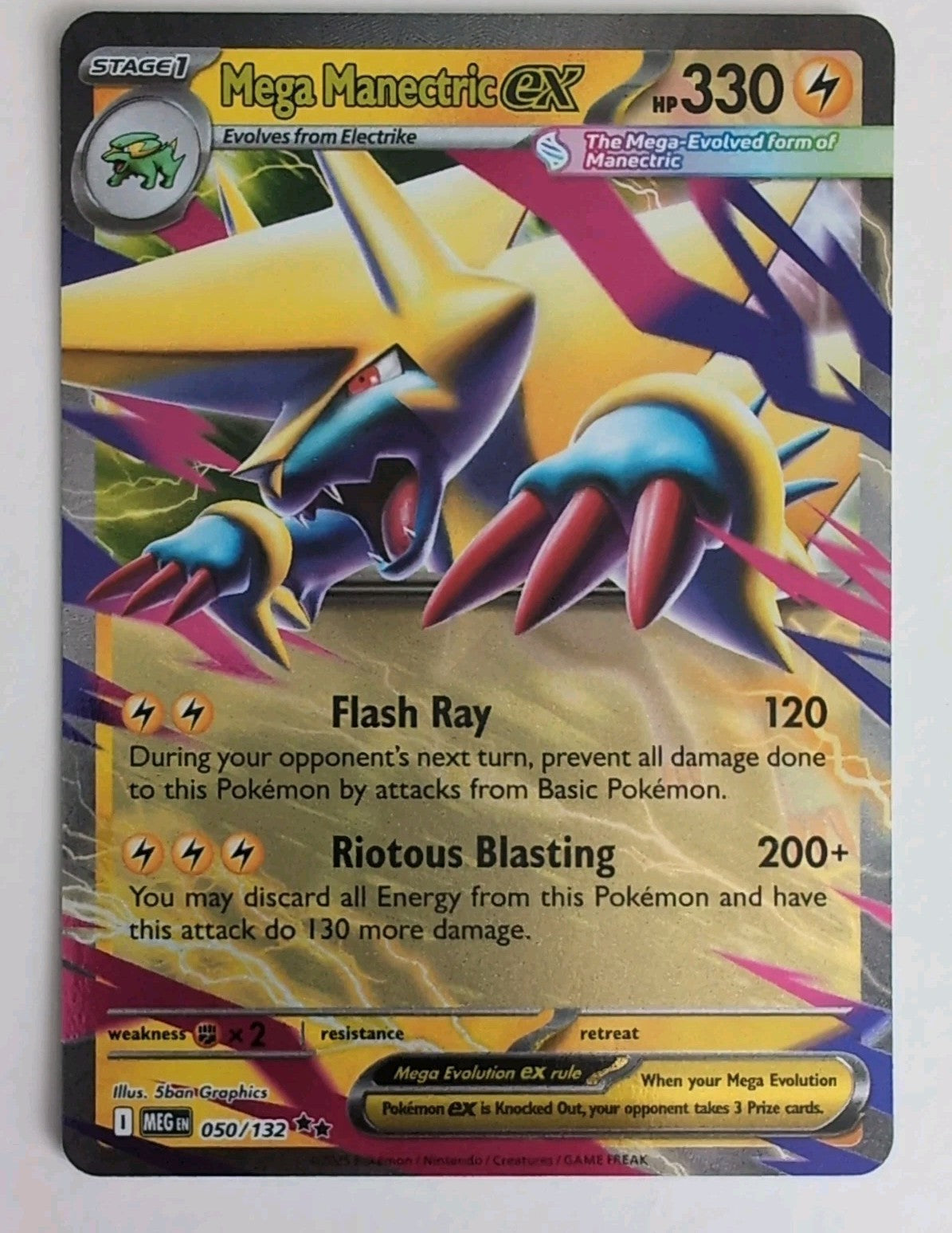 Pokémon TCG - Mega Manectric ex - 50/132 - Mega Evolution - Holo Double Rare -NM0