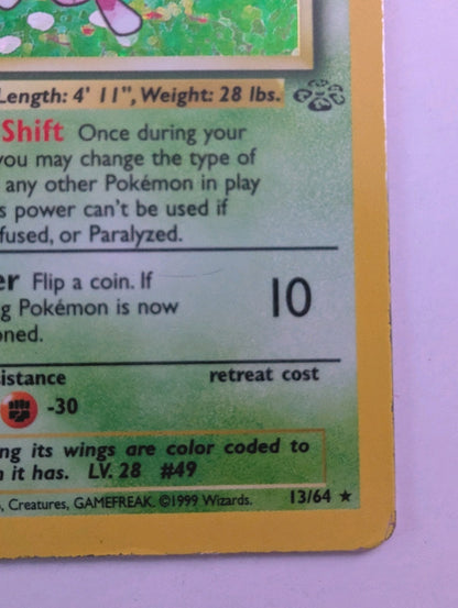 Venomoth Pokémon Card 13/64 Jungle Holo Rare, Unlimited, MP Condition4