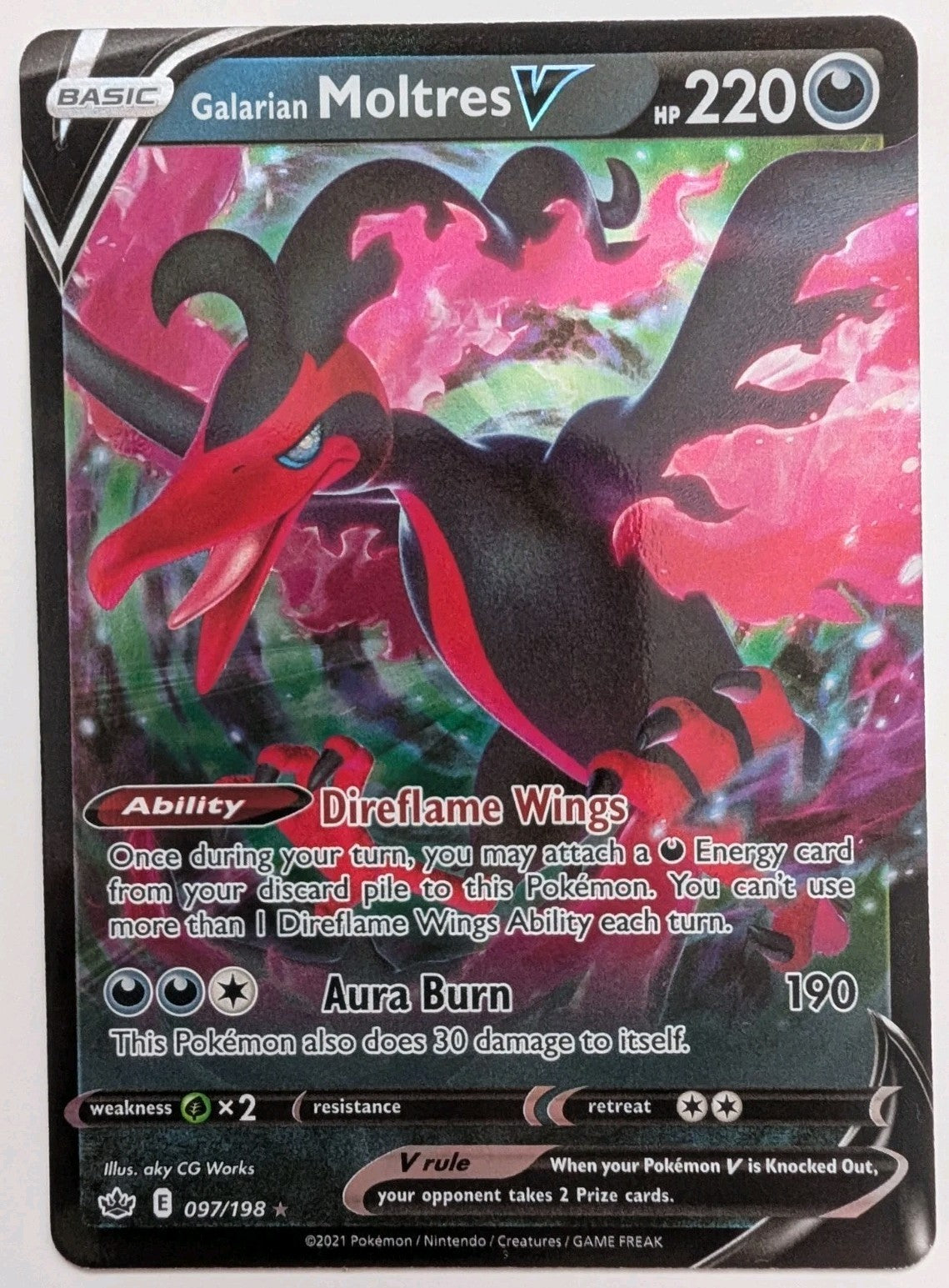 Pokémon TCG - Galarian Moltres V - 097/198 - Chilling Reign - Ultra Rare - NM0