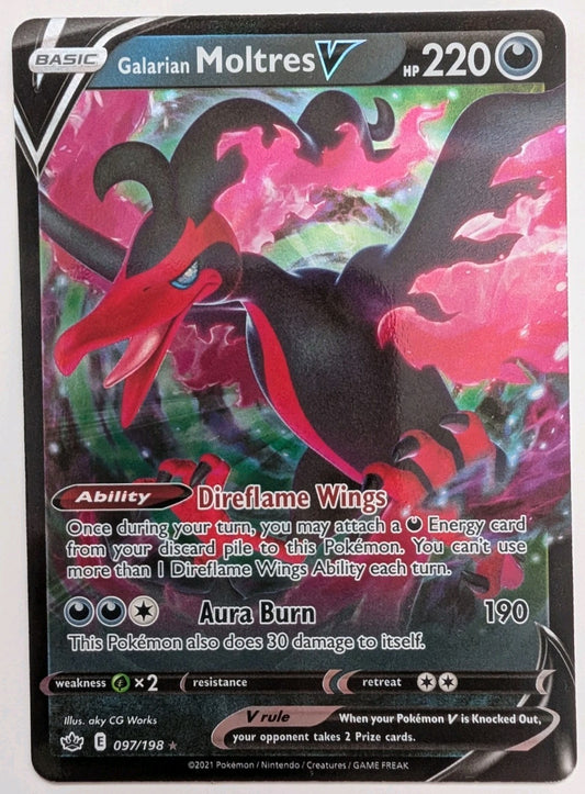 Pokémon TCG - Galarian Moltres V - 097/198 - Chilling Reign - Ultra Rare - NM0