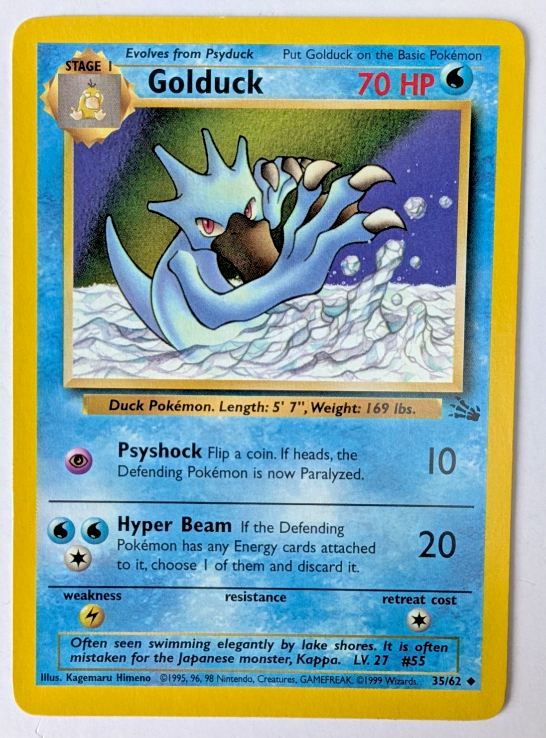 Pokémon TCG - Fossil Evolution Set – Psyduck & Golduck 1999 WOTC Vintage - LP-NM11