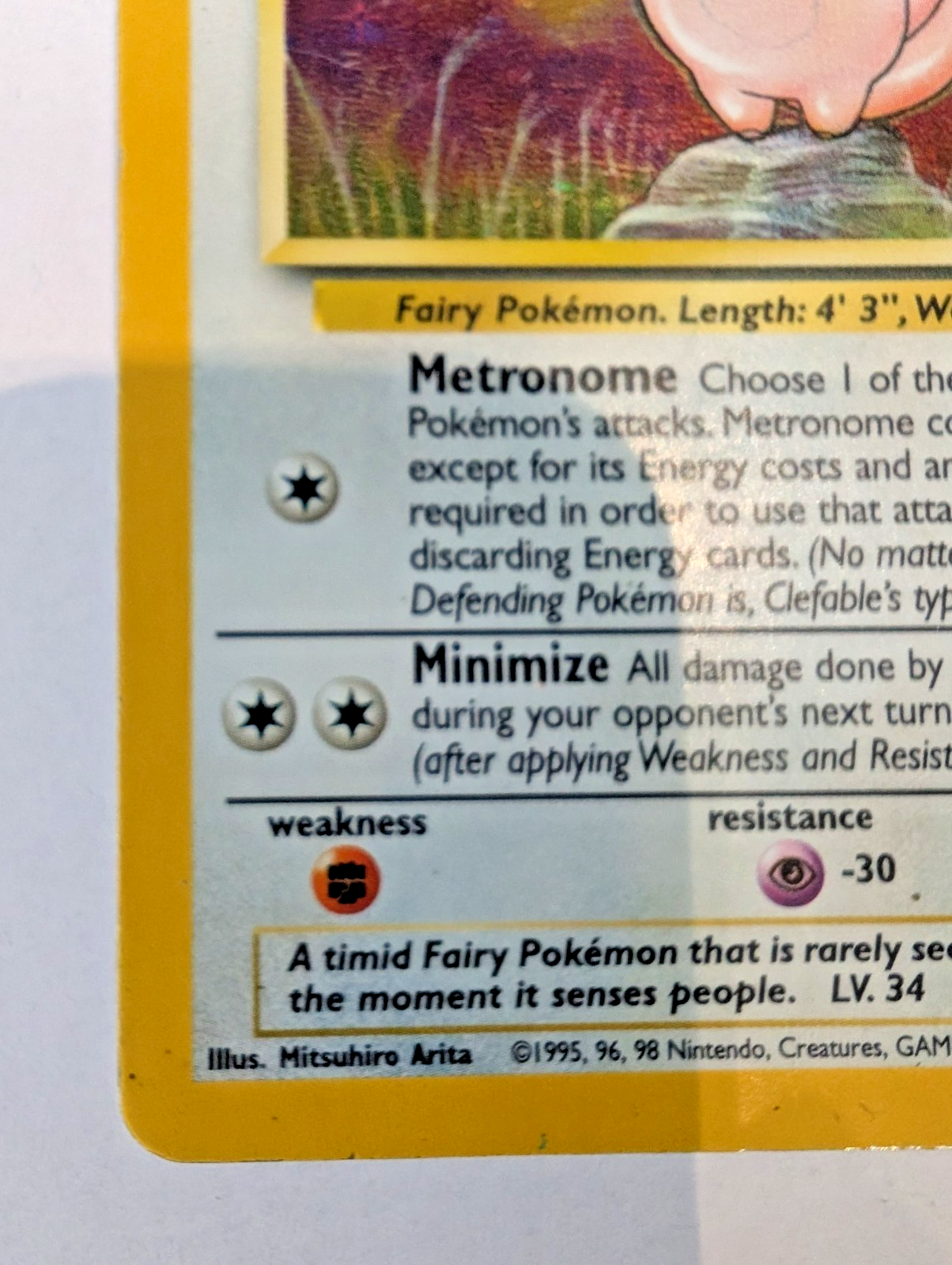 Clefable Pokémon Card 1/64 Jungle Holo Rare, Unlimited, MP Condition3
