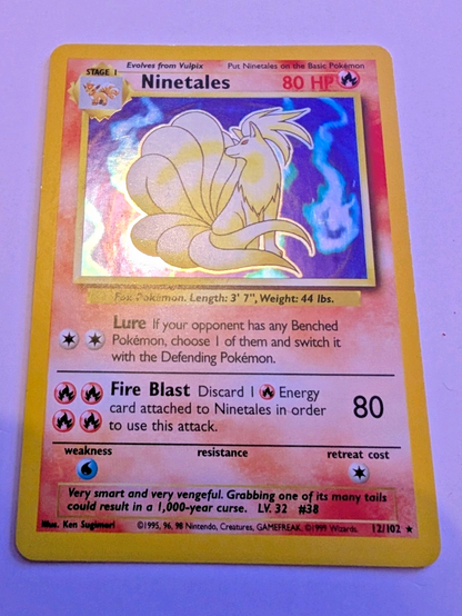 Pokémon TCG - Ninetales - 12/102 - Base Set - Holo Rare - Unlimited - LP0
