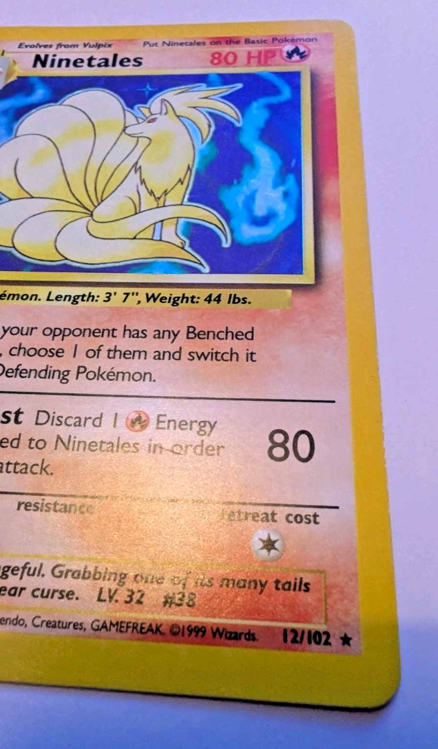 Pokémon TCG - Ninetales - 12/102 - Base Set - Holo Rare - Unlimited - LP5