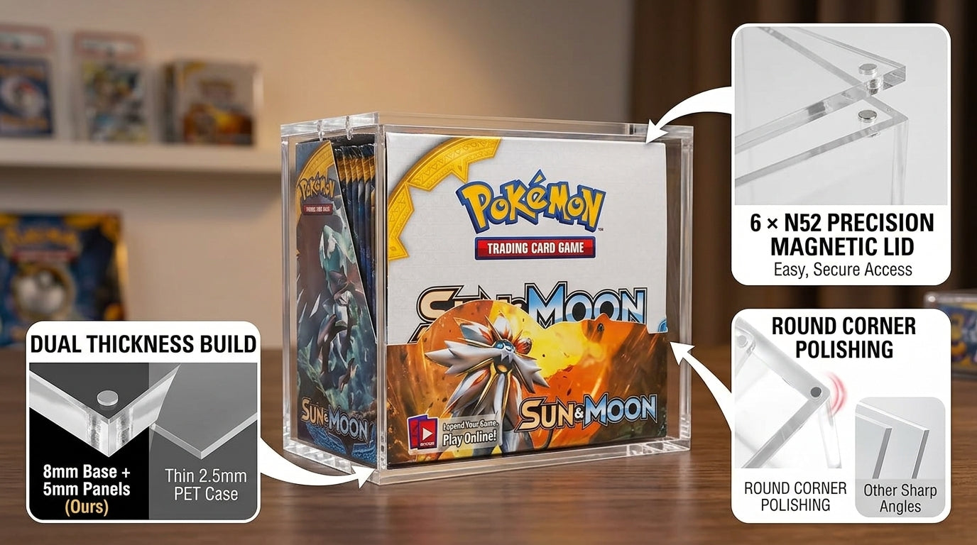 VaultifyUK Showcase | Booster Box Display Case | 8mm + 5mm Acrylic