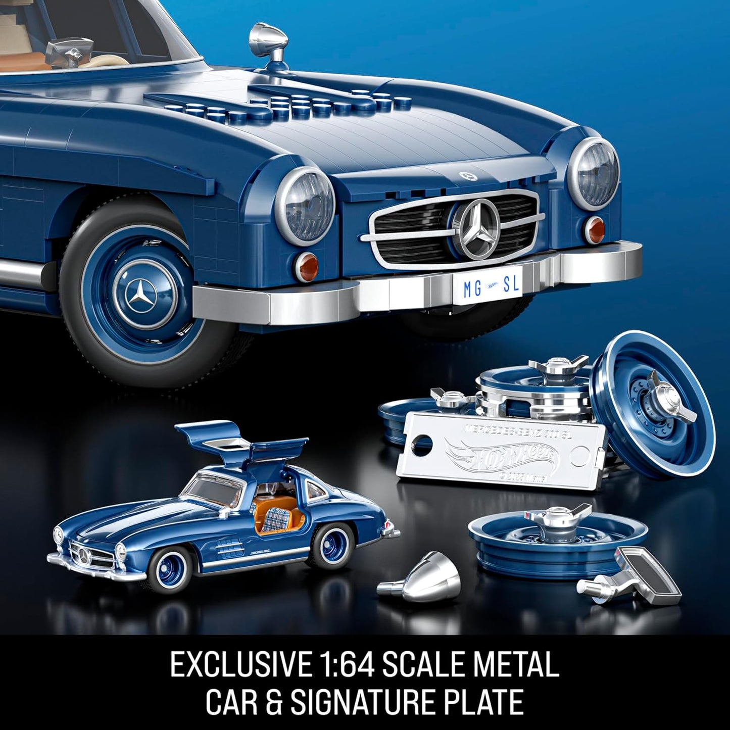 Mattel Brick Shop | Hot Wheels Mercedes-Benz 300 SL | Premium Collector Building Set