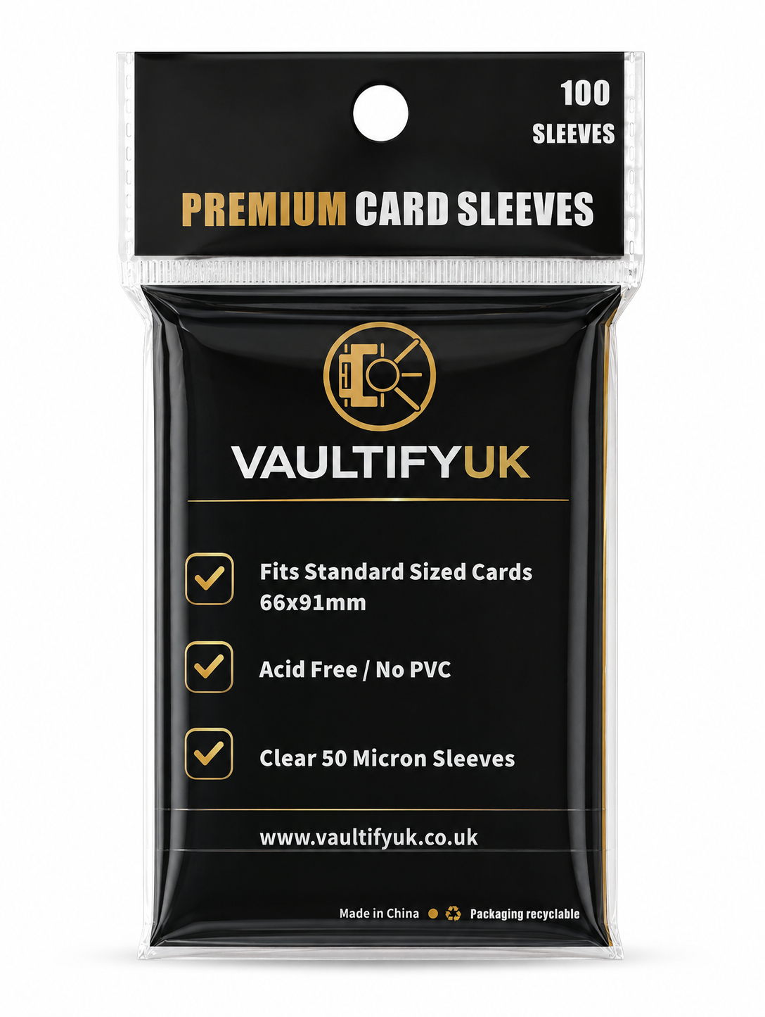 VaultifyUK Shield | Premium Card Sleeves | 66x91mm (100 Pack)