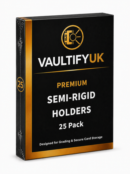 VaultifyUK Shield | Premium Semi-Rigid Holders | Standard Size (25 Pack)