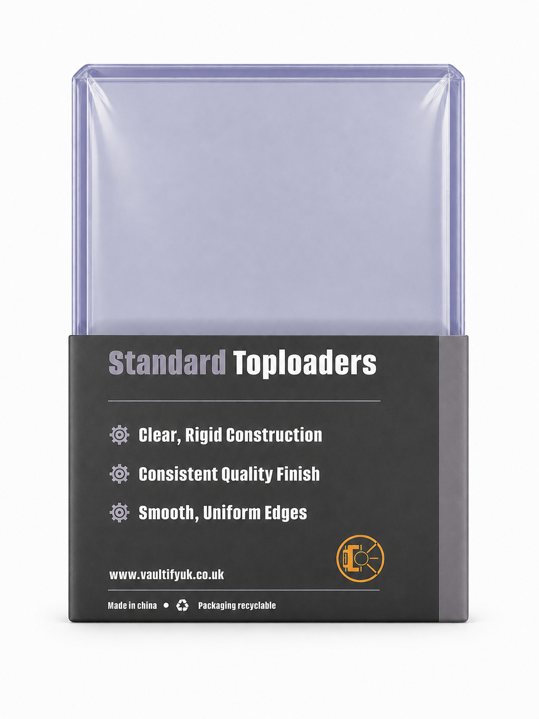 VaultifyUK Shield | Standard Toploaders | 3" x 4" 35PT (25 Pack)