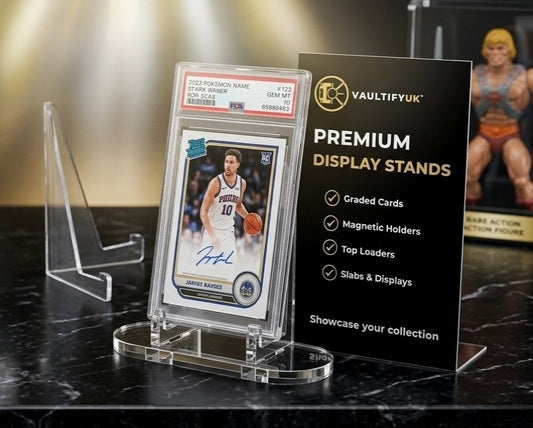 VaultifyUK Showcase | Premium Acrylic Trading Card Display Stands | Collector Display