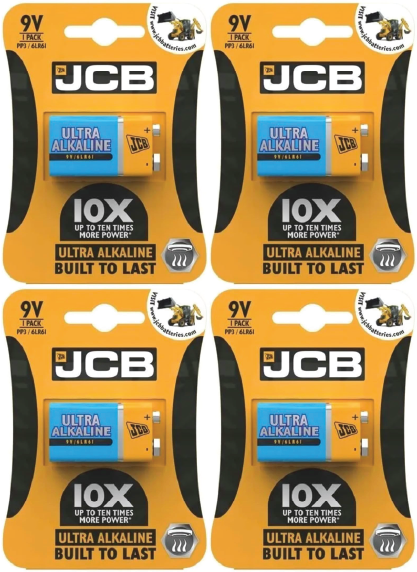 JCB 9V Ultra Alkaline Battery | PP3 / 6LR61 | 2 Pack