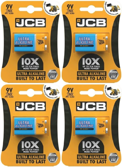 JCB 9V Ultra Alkaline Battery | PP3 / 6LR61 | 2 Pack