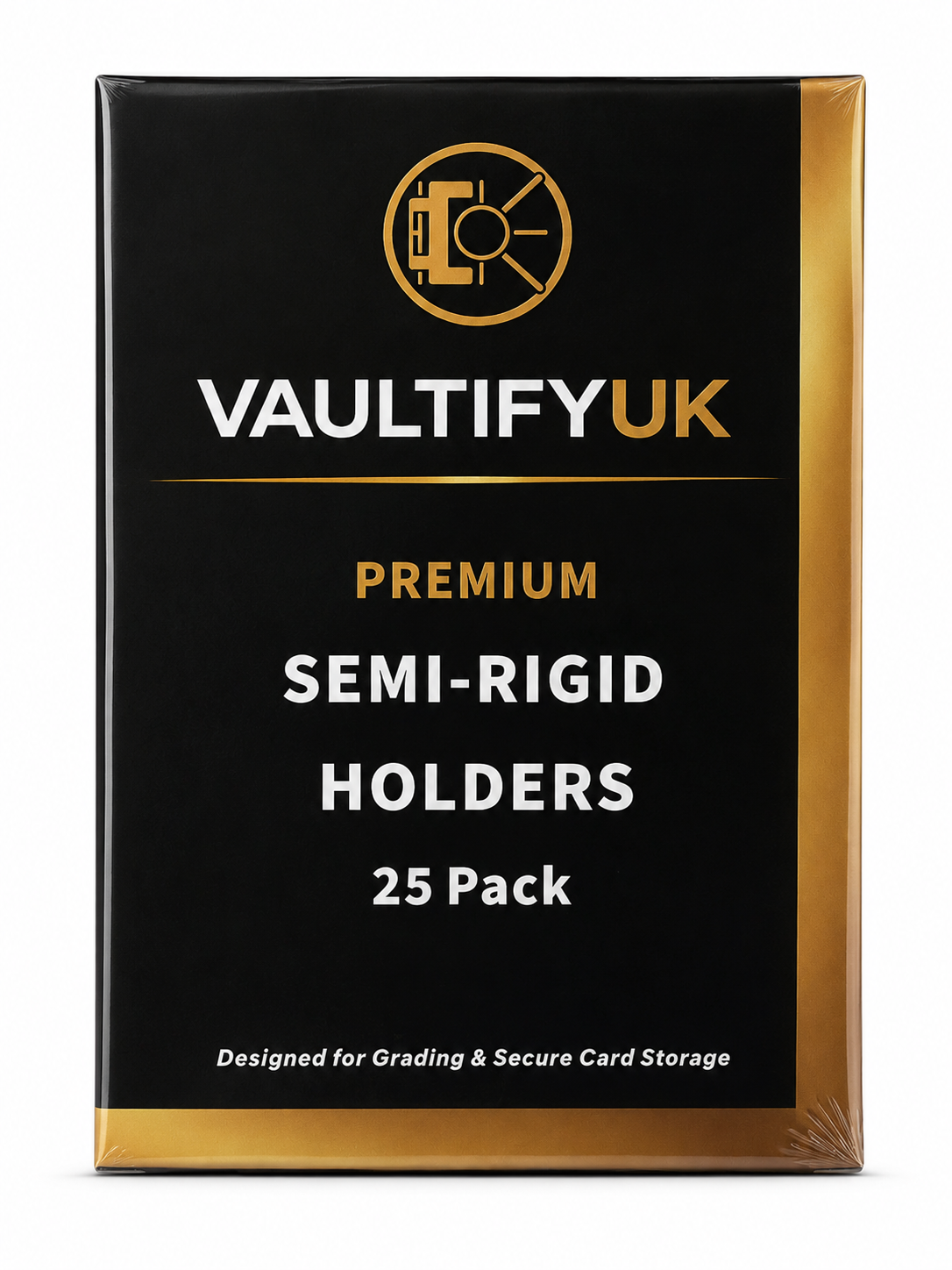VaultifyUK Shield | Premium Semi-Rigid Holders | Standard Size (25 Pack)