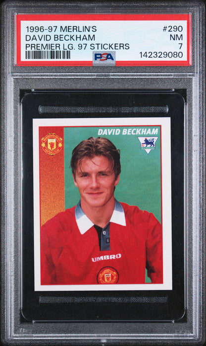 1996 Merlin | David Beckham #290 | Premier League Sticker | PSA 7 NM