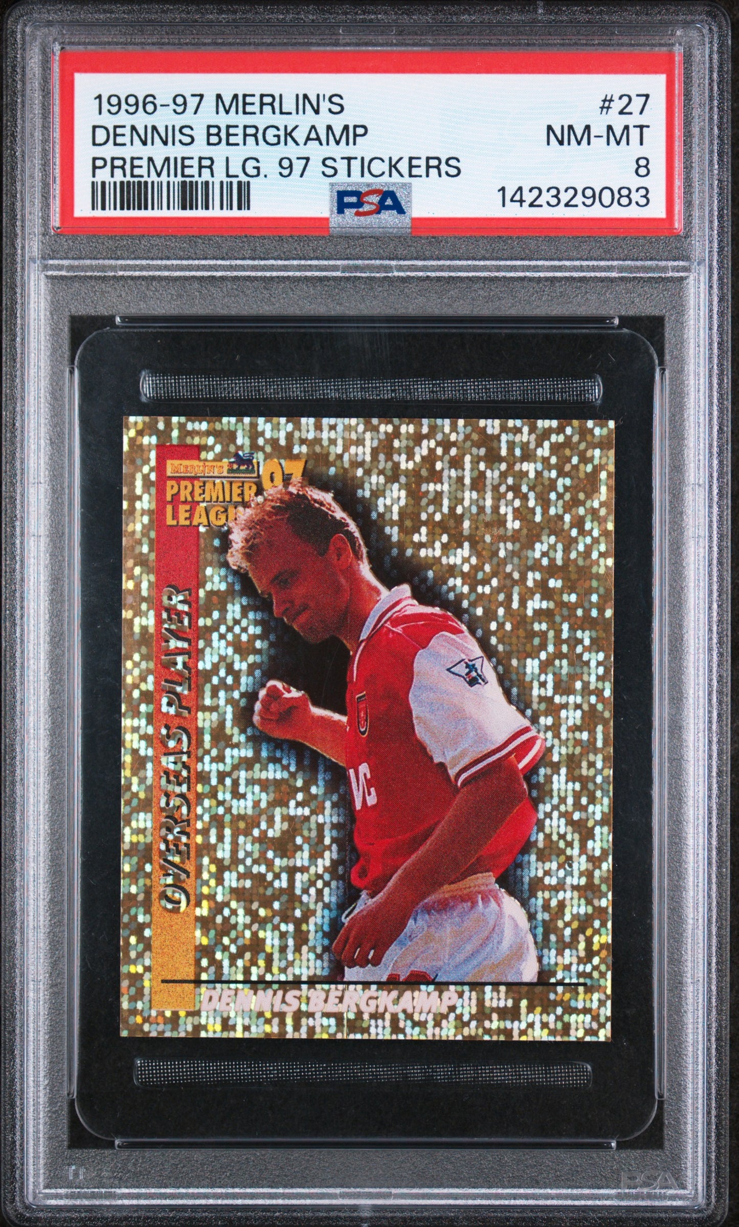 1996 Merlin | Dennis Bergkamp #27 | Foil Sticker | PSA 8 NM-MT