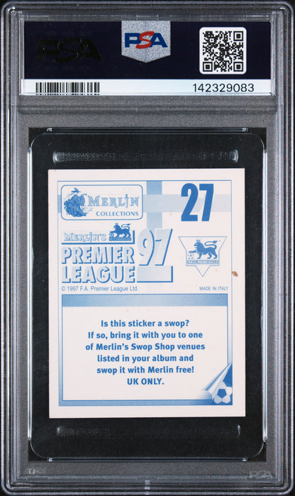 1996 Merlin | Dennis Bergkamp #27 | Foil Sticker | PSA 8 NM-MT
