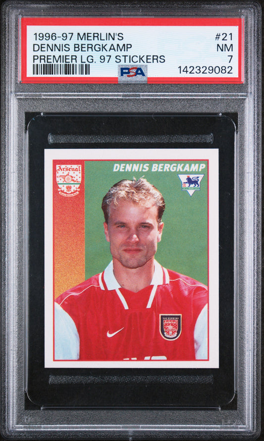 1996 Merlin | Dennis Bergkamp #21 | Premier League Sticker | PSA 7 NM