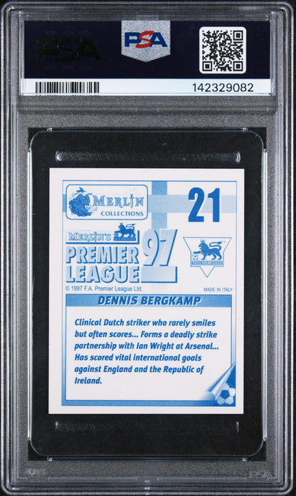 1996 Merlin | Dennis Bergkamp #21 | Premier League Sticker | PSA 7 NM