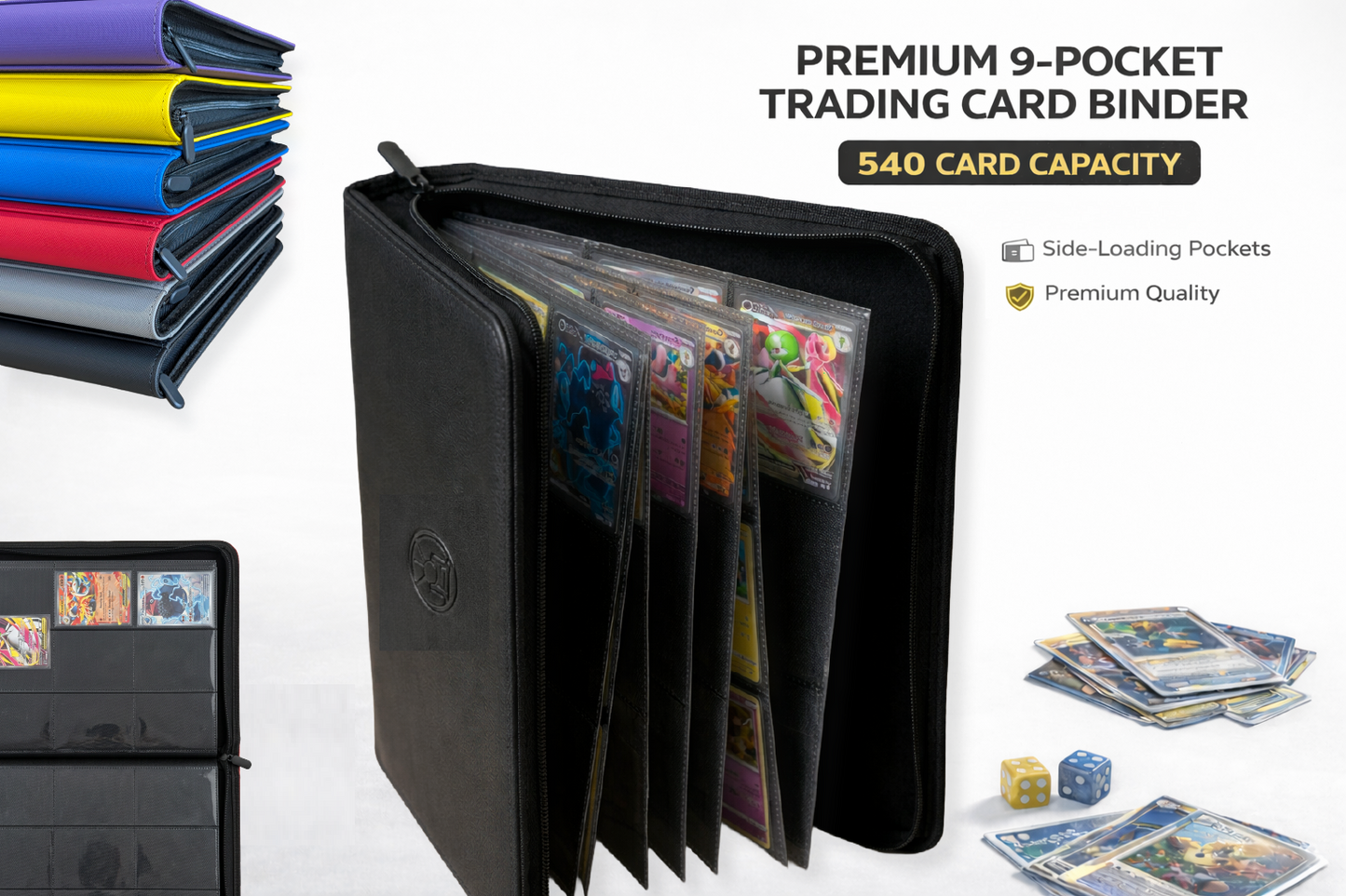 VaultifyUK Shield | 9 Pocket Trading Card Binder | 540 Card Storage