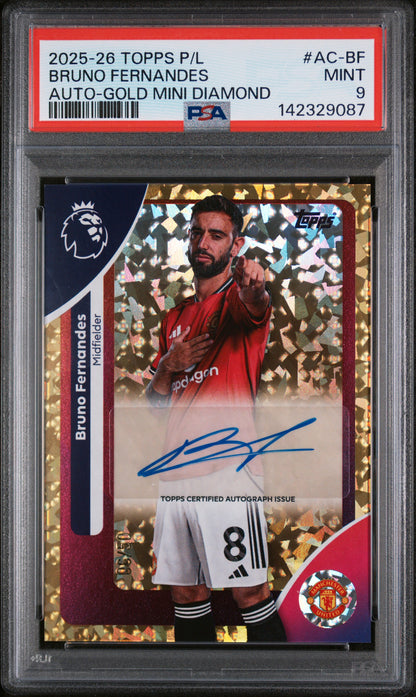 Topps | Bruno Fernandes | Auto /50 Gold Mini Diamond | PSA 9 Mint