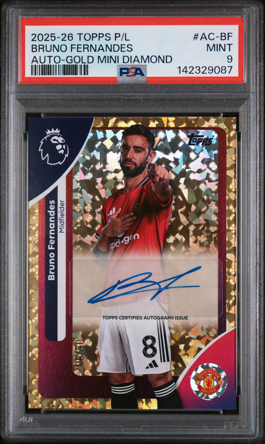 Topps | Bruno Fernandes | Auto /50 Gold Mini Diamond | PSA 9 Mint