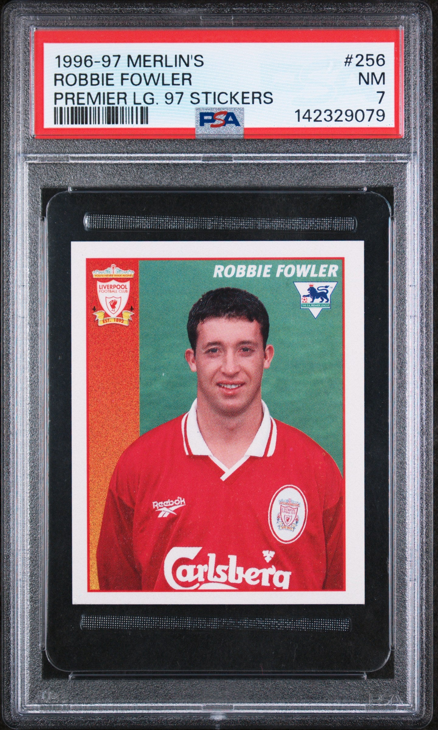 1996 Merlin | Robbie Fowler #256 | Premier League Sticker | PSA 7 NM