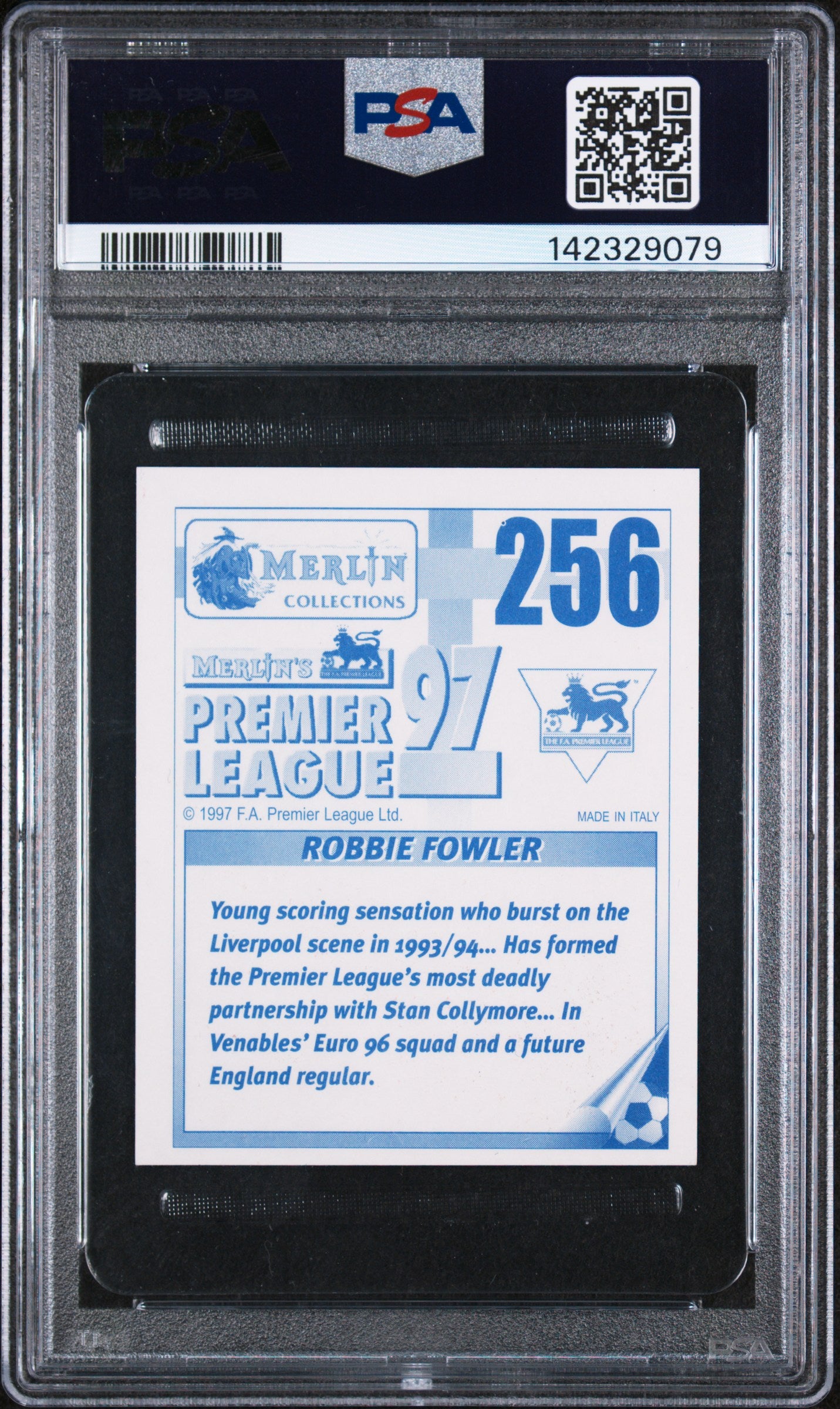 1996 Merlin | Robbie Fowler #256 | Premier League Sticker | PSA 7 NM