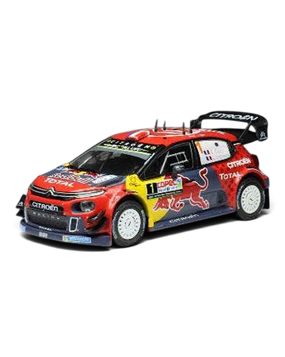 VaultifyUK IXO 1:43 scale Citroën C3 WRC rally car model in red and blue livery with Red Bull and Total branding.